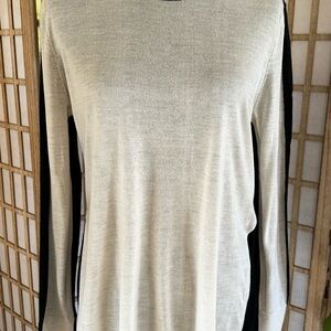 rag n bone 100% cashmere Ivory/Black Long Sleeve Sweater Tee Women’s Size M